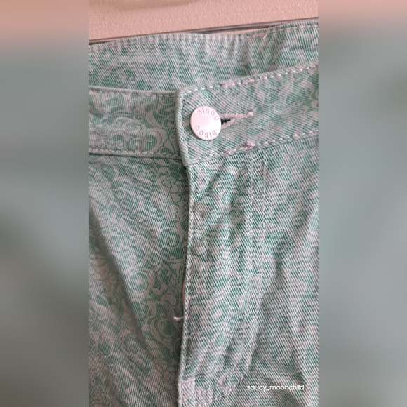 Bisou Bisou • Seafoam Green Pastel Spring Floral Printed Skinny Jeans Womens 10 - Picture 6 of 11